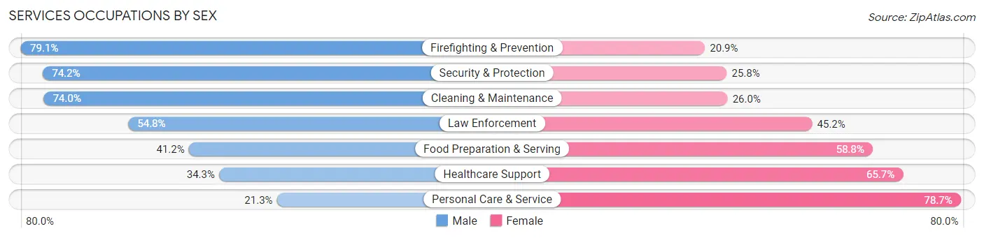 Services Occupations by Sex in Zip Code 85283