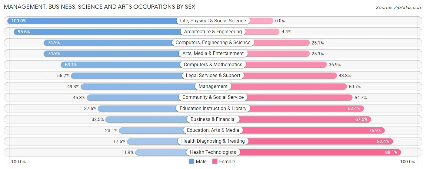 Management, Business, Science and Arts Occupations by Sex in Zip Code 85303