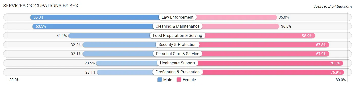 Services Occupations by Sex in Zip Code 85303