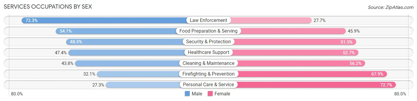 Services Occupations by Sex in Zip Code 85305