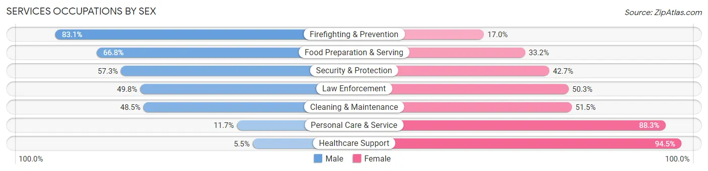 Services Occupations by Sex in Zip Code 85307