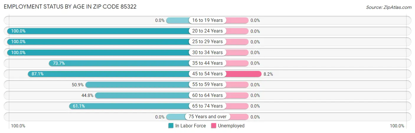 Employment Status by Age in Zip Code 85322