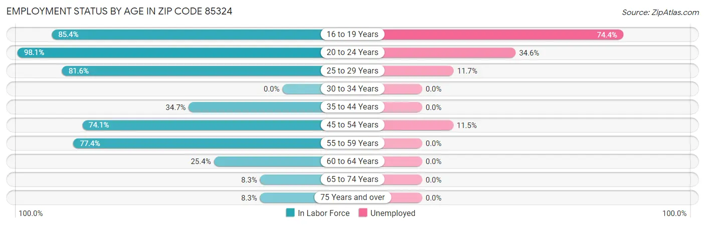 Employment Status by Age in Zip Code 85324
