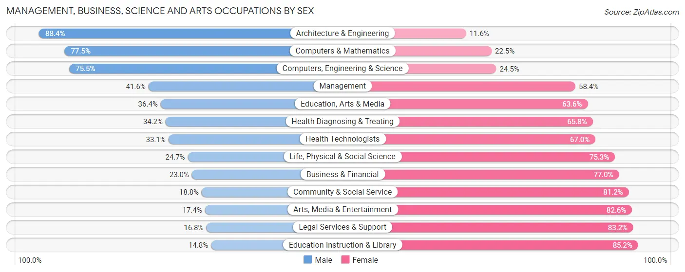 Management, Business, Science and Arts Occupations by Sex in Zip Code 85335