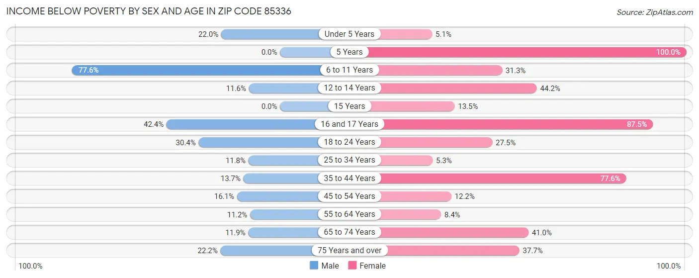 Income Below Poverty by Sex and Age in Zip Code 85336