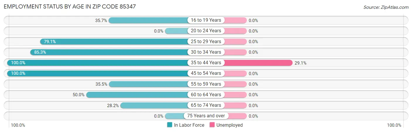 Employment Status by Age in Zip Code 85347