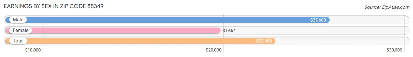 Earnings by Sex in Zip Code 85349