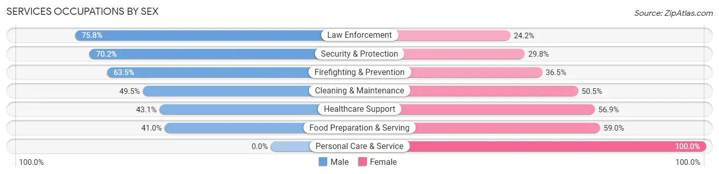 Services Occupations by Sex in Zip Code 85354