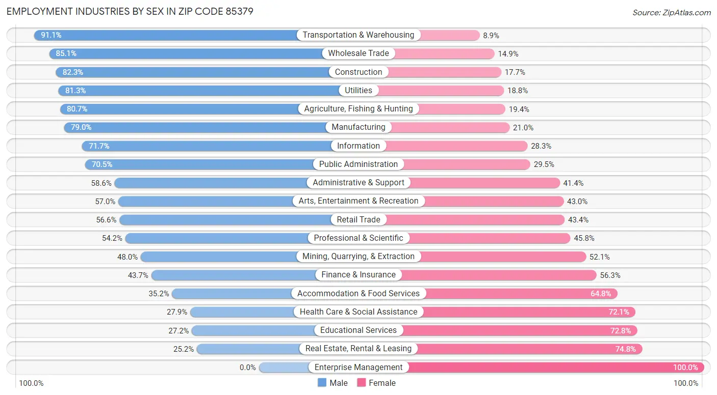 Employment Industries by Sex in Zip Code 85379