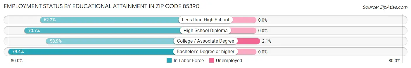 Employment Status by Educational Attainment in Zip Code 85390