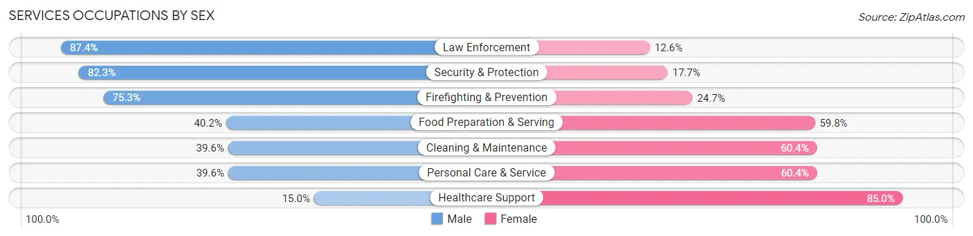 Services Occupations by Sex in Zip Code 85546