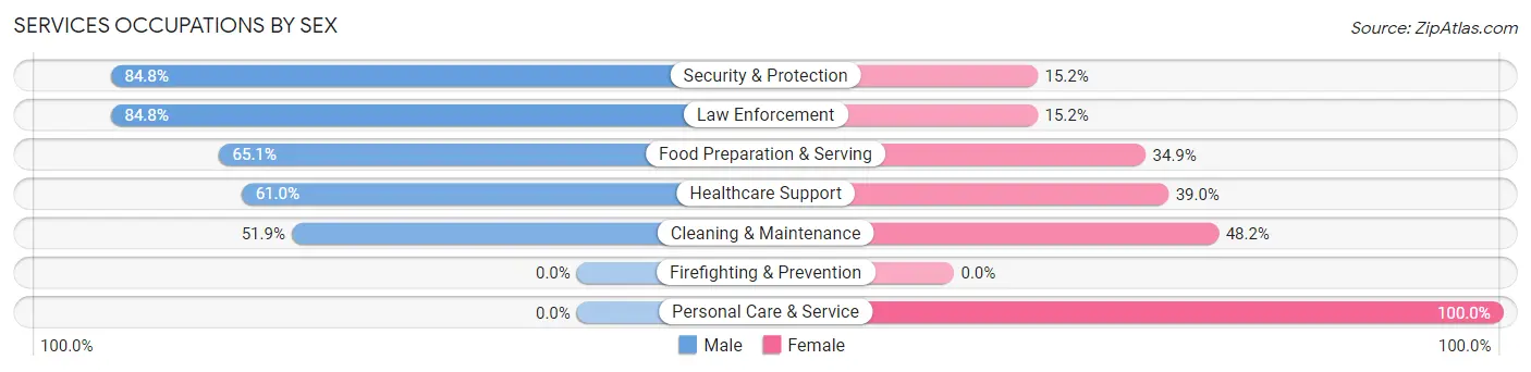 Services Occupations by Sex in Zip Code 85552