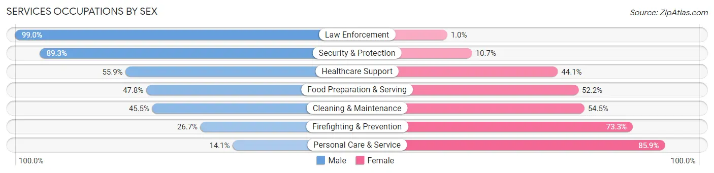 Services Occupations by Sex in Zip Code 85602