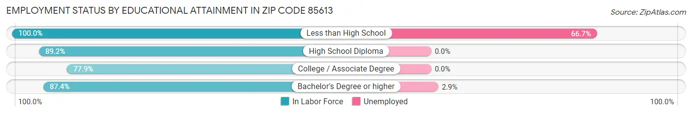 Employment Status by Educational Attainment in Zip Code 85613