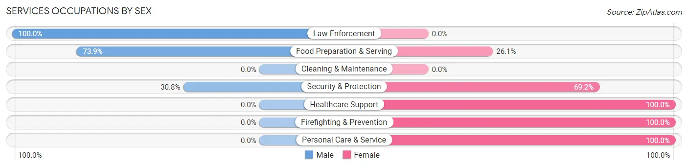 Services Occupations by Sex in Zip Code 85613