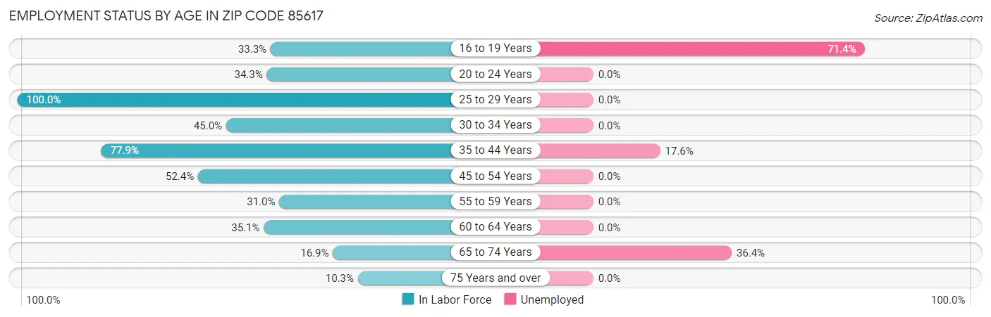 Employment Status by Age in Zip Code 85617