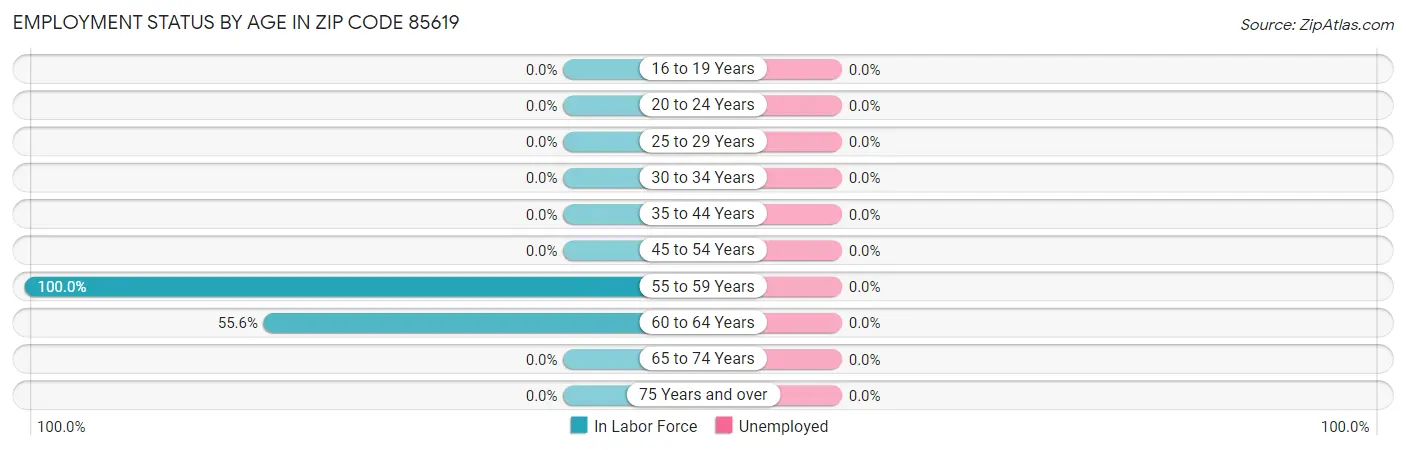Employment Status by Age in Zip Code 85619