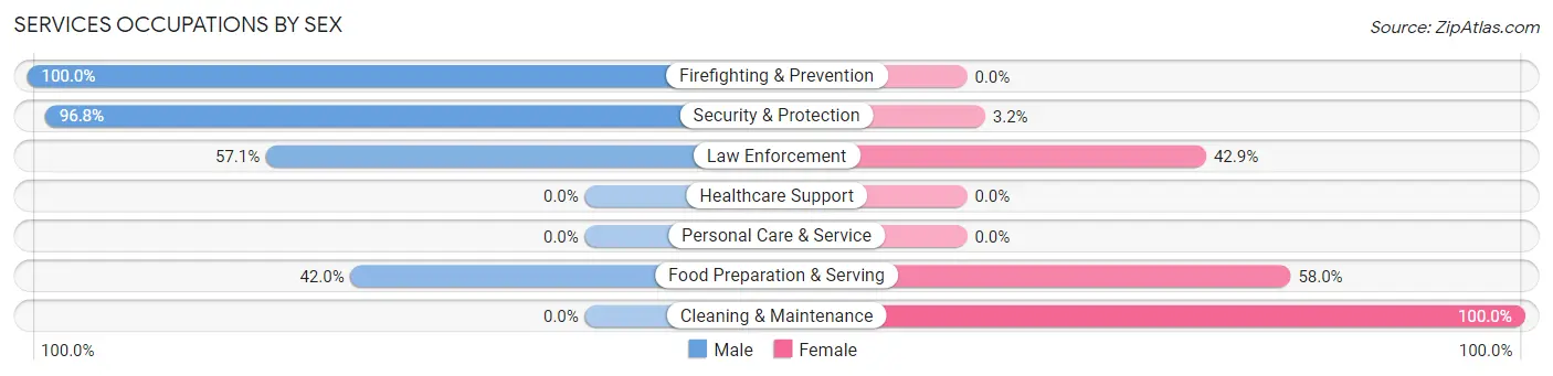 Services Occupations by Sex in Zip Code 85620