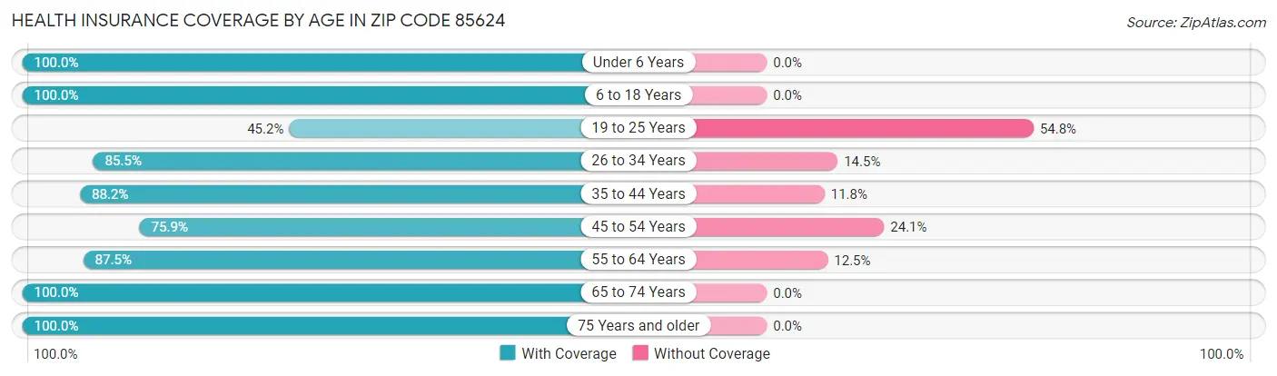 Health Insurance Coverage by Age in Zip Code 85624