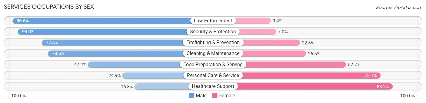 Services Occupations by Sex in Zip Code 85635