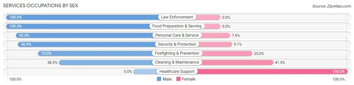 Services Occupations by Sex in Zip Code 85637