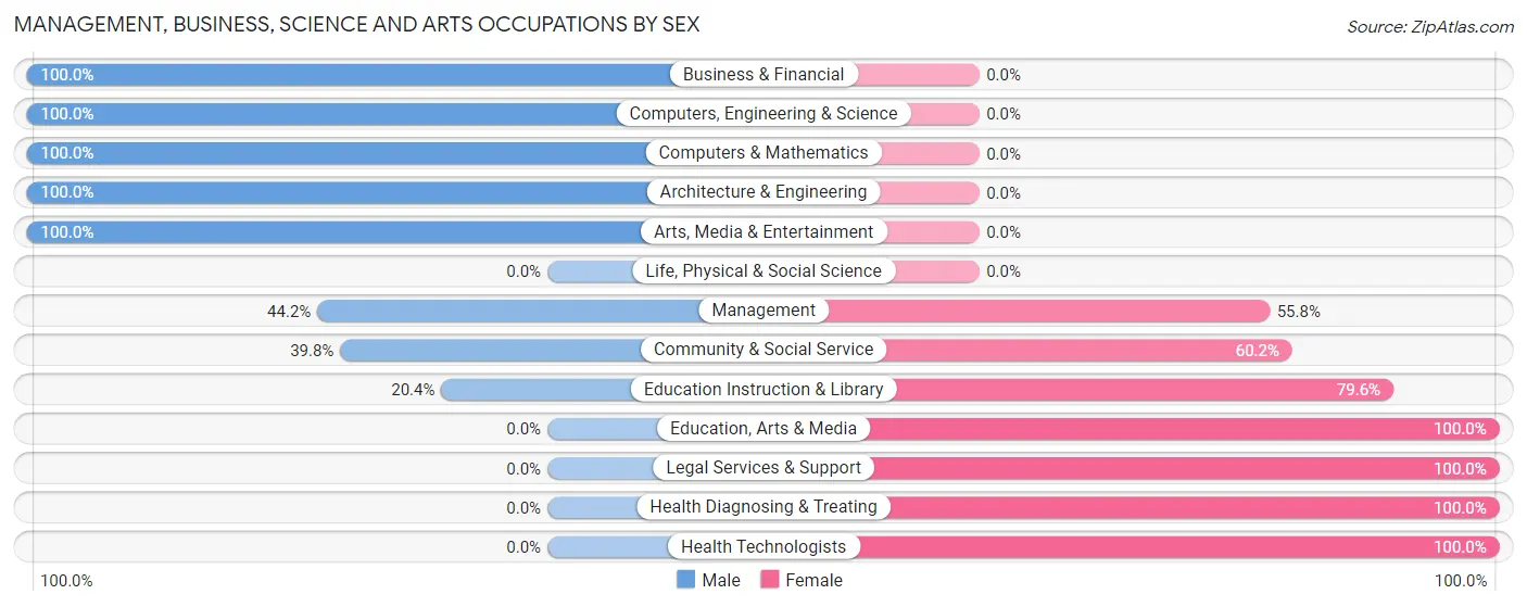 Management, Business, Science and Arts Occupations by Sex in Zip Code 85638