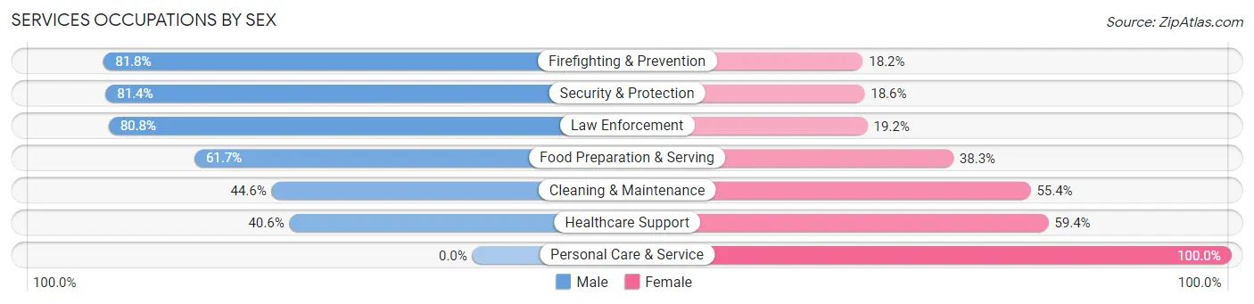 Services Occupations by Sex in Zip Code 85643