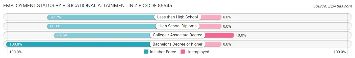 Employment Status by Educational Attainment in Zip Code 85645