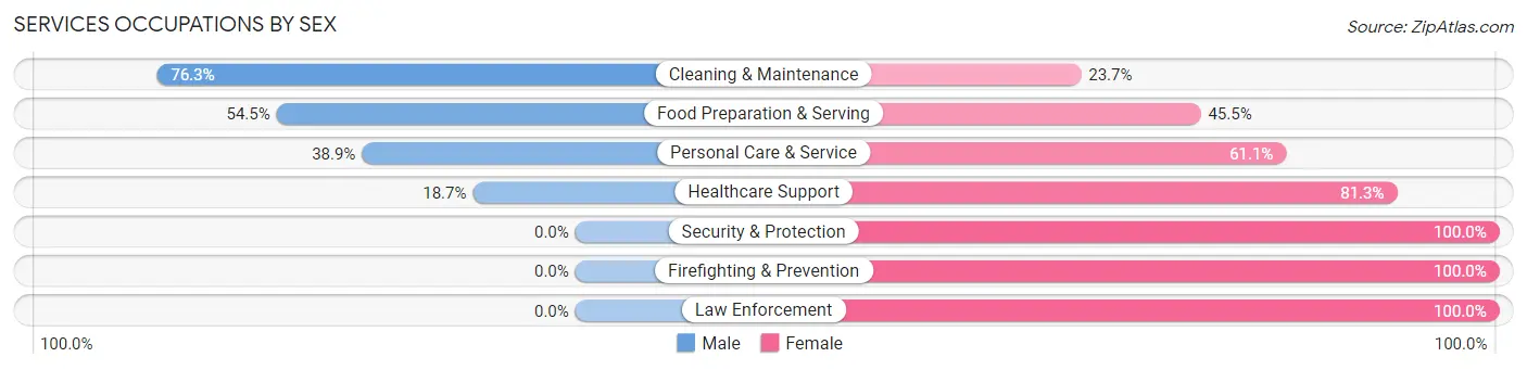Services Occupations by Sex in Zip Code 85701