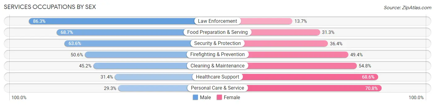 Services Occupations by Sex in Zip Code 85714