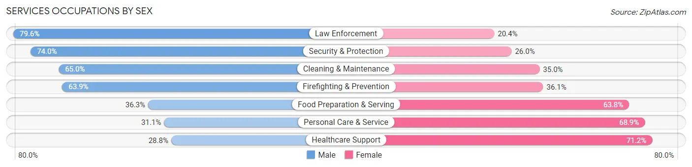 Services Occupations by Sex in Zip Code 85743