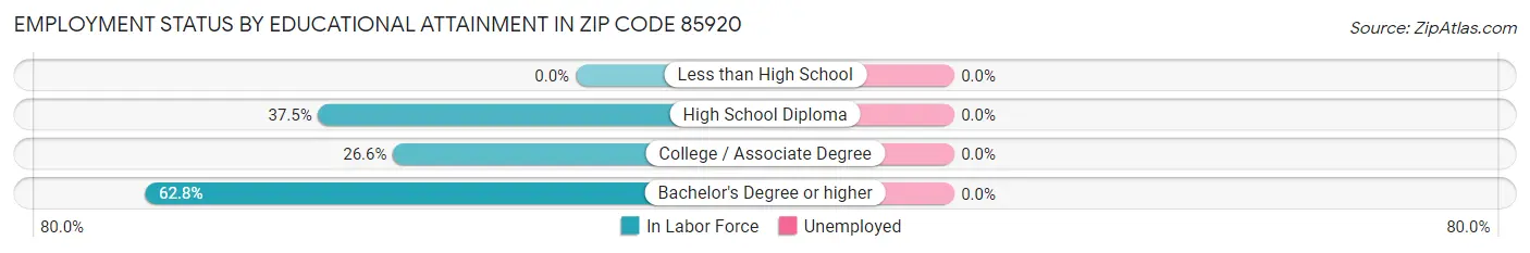Employment Status by Educational Attainment in Zip Code 85920