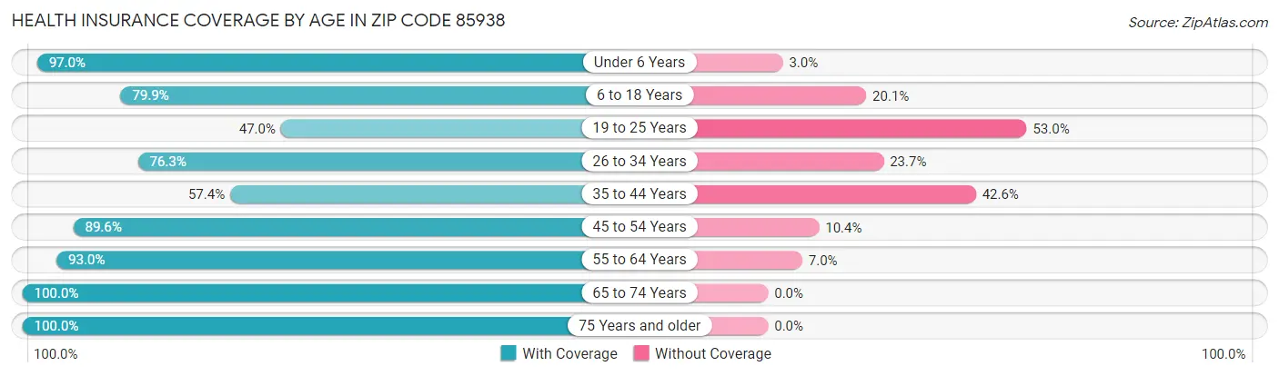 Health Insurance Coverage by Age in Zip Code 85938