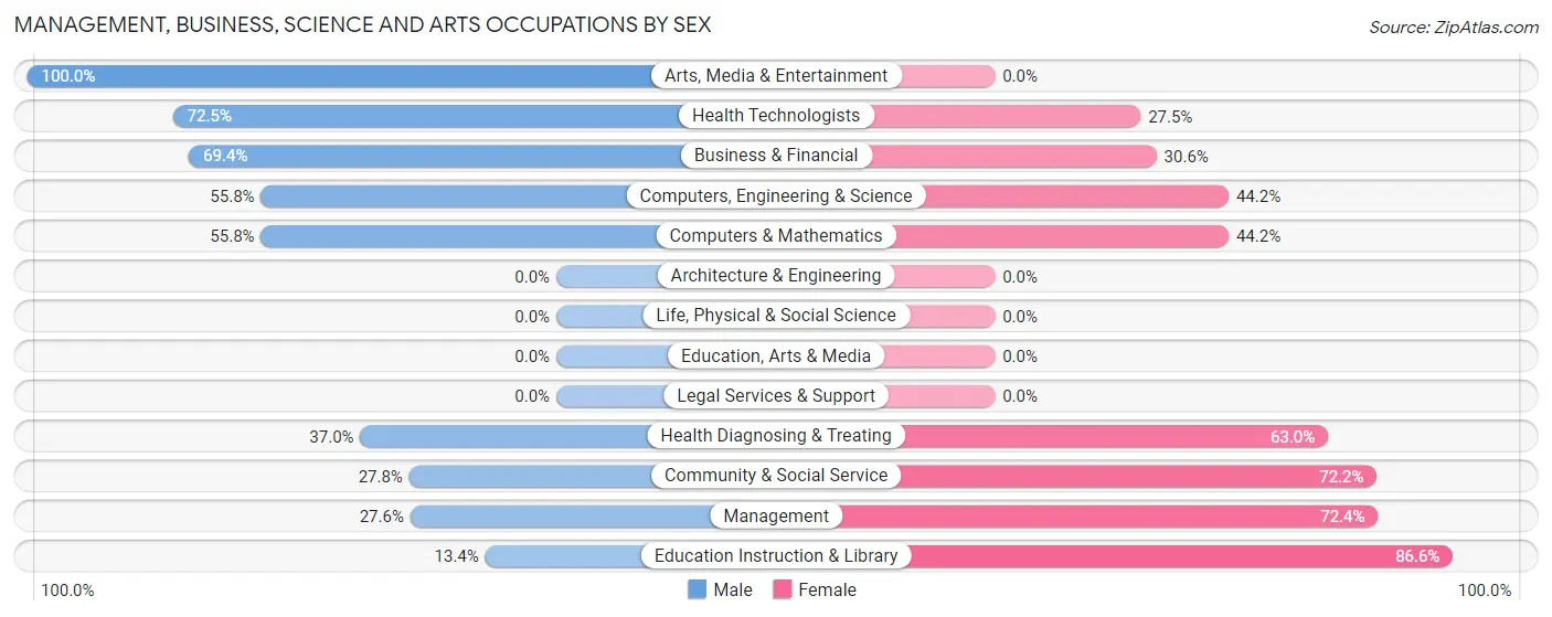 Management, Business, Science and Arts Occupations by Sex in Zip Code 85939
