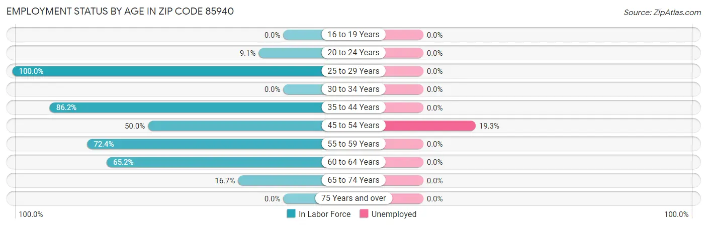 Employment Status by Age in Zip Code 85940