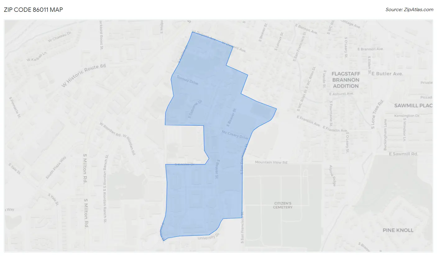 Zip Code 86011 Map