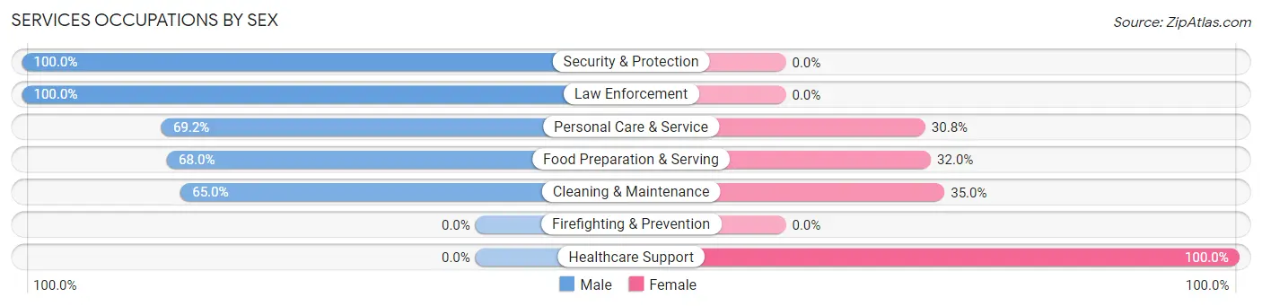 Services Occupations by Sex in Zip Code 86022
