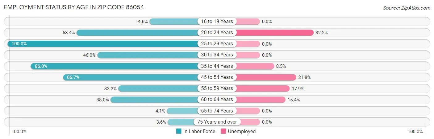 Employment Status by Age in Zip Code 86054
