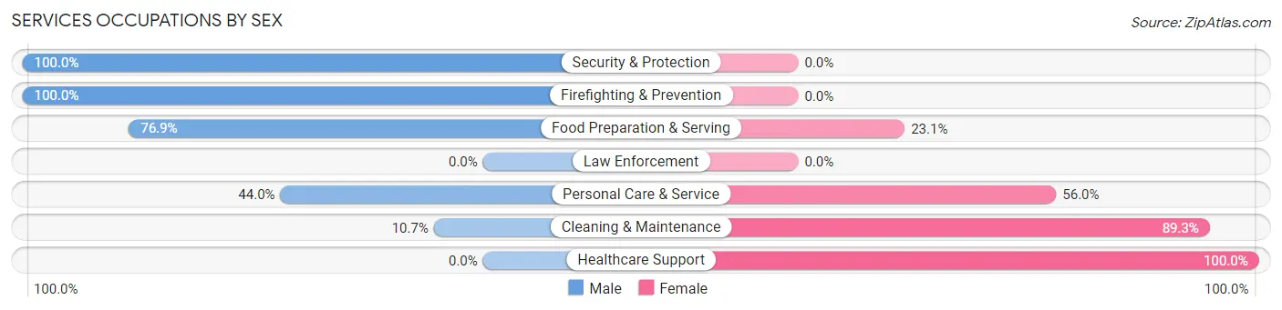 Services Occupations by Sex in Zip Code 86335