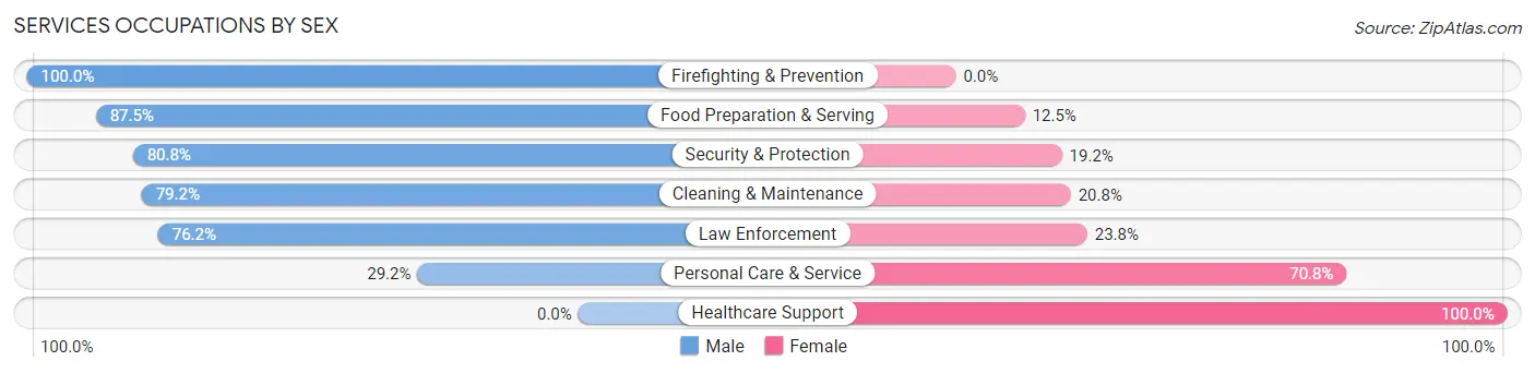 Services Occupations by Sex in Zip Code 86434