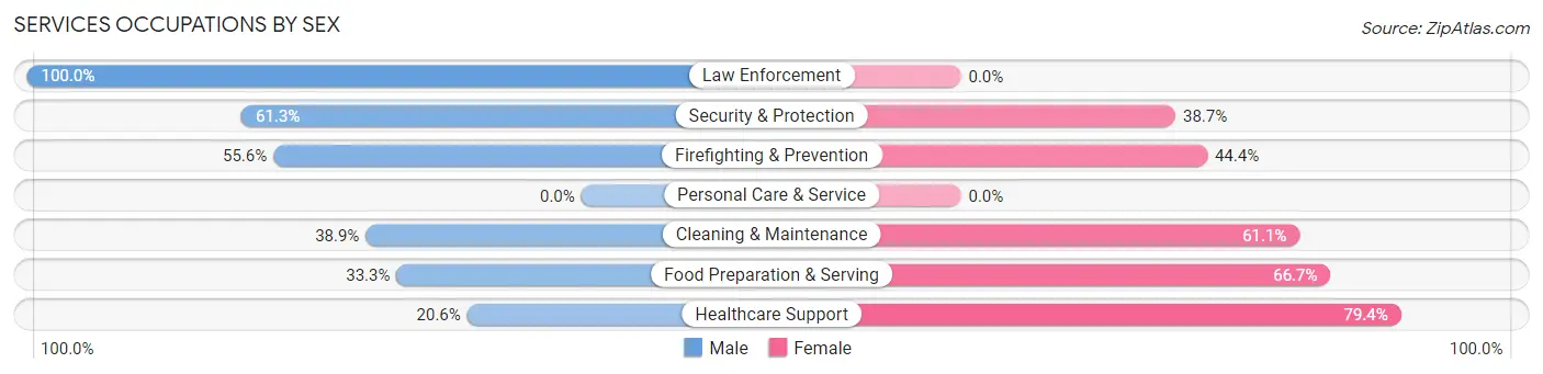 Services Occupations by Sex in Zip Code 86506