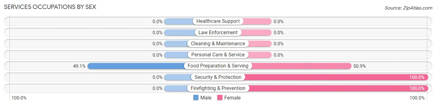 Services Occupations by Sex in Zip Code 87008