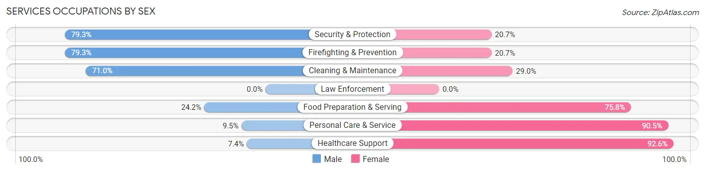 Services Occupations by Sex in Zip Code 87013