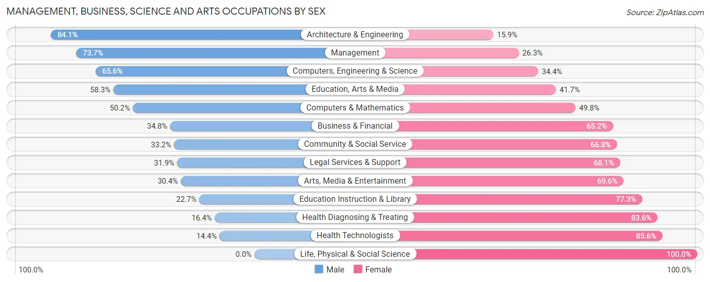 Management, Business, Science and Arts Occupations by Sex in Zip Code 87031