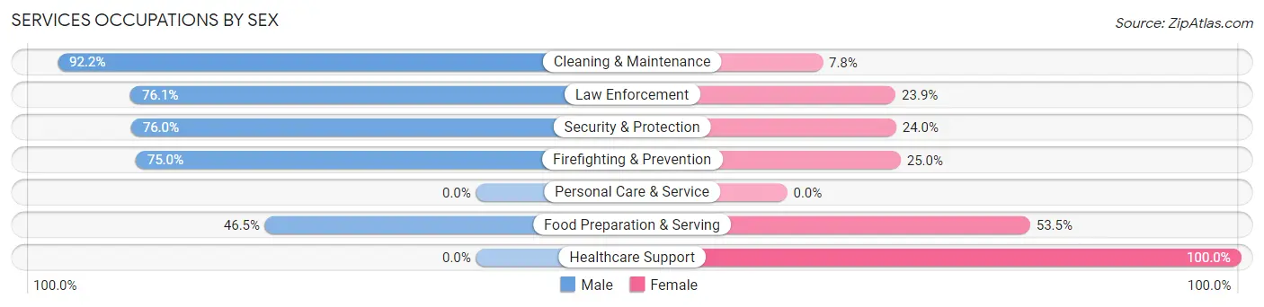 Services Occupations by Sex in Zip Code 87035