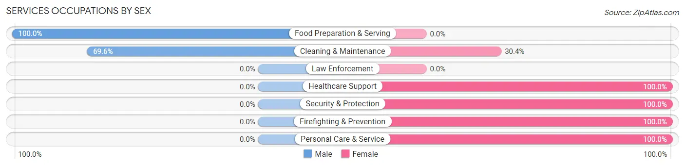 Services Occupations by Sex in Zip Code 87042