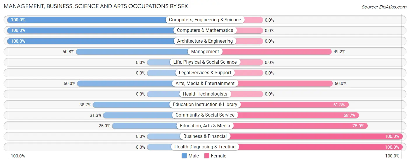 Management, Business, Science and Arts Occupations by Sex in Zip Code 87052