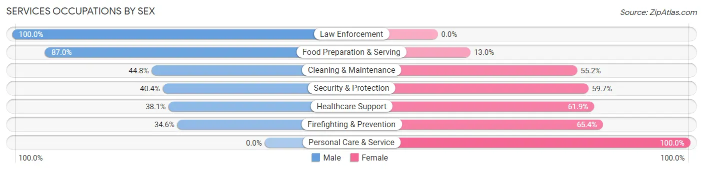Services Occupations by Sex in Zip Code 87059