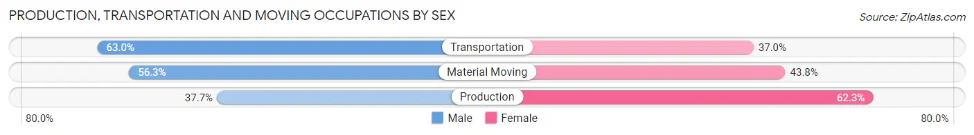 Production, Transportation and Moving Occupations by Sex in Zip Code 87068