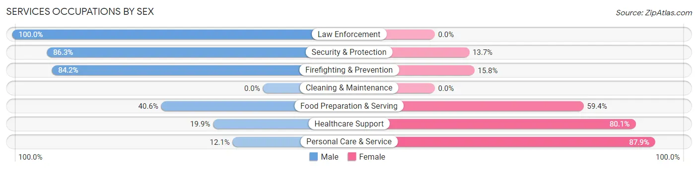 Services Occupations by Sex in Zip Code 87068